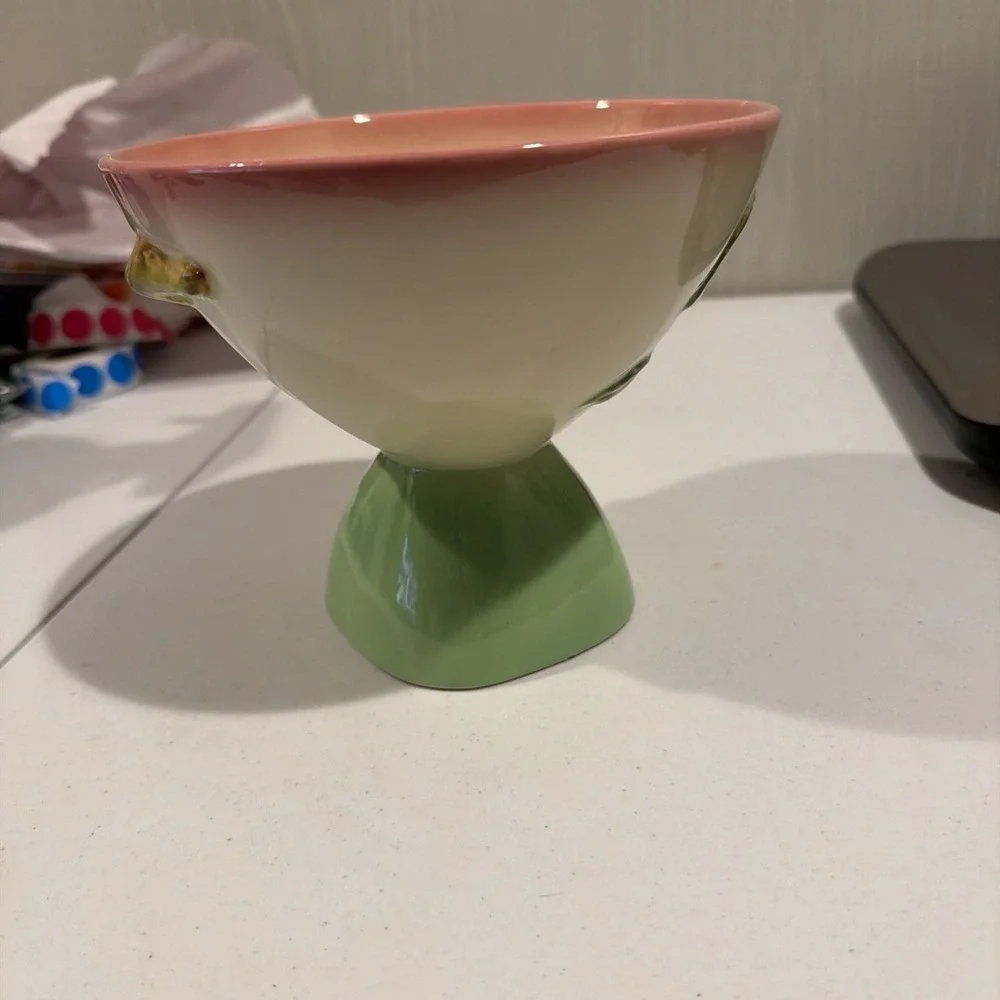Vtg MCM Rare HTF‎ 1950s Hull Pottery Tokay Tuscany pedestal candy dish No Lid